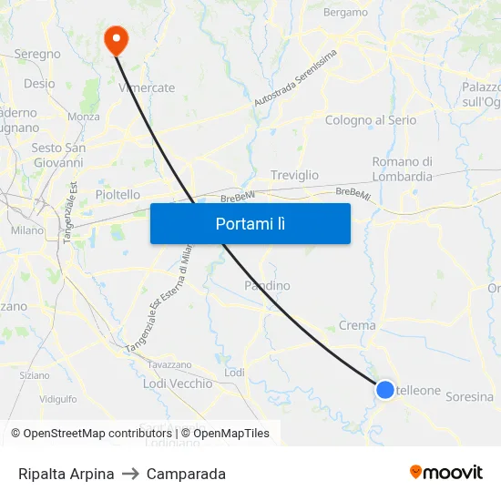 Ripalta Arpina to Camparada map
