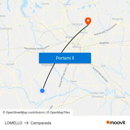 LOMELLO to Camparada map