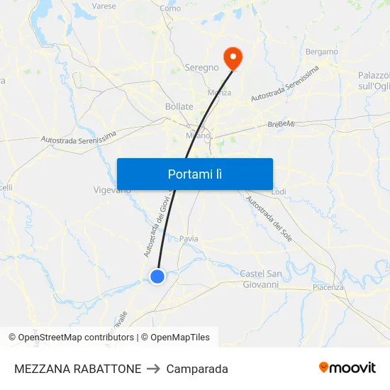 MEZZANA RABATTONE to Camparada map