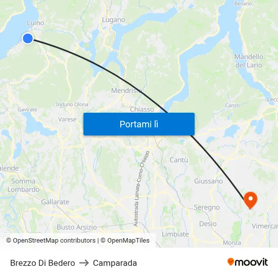 Brezzo Di Bedero to Camparada map