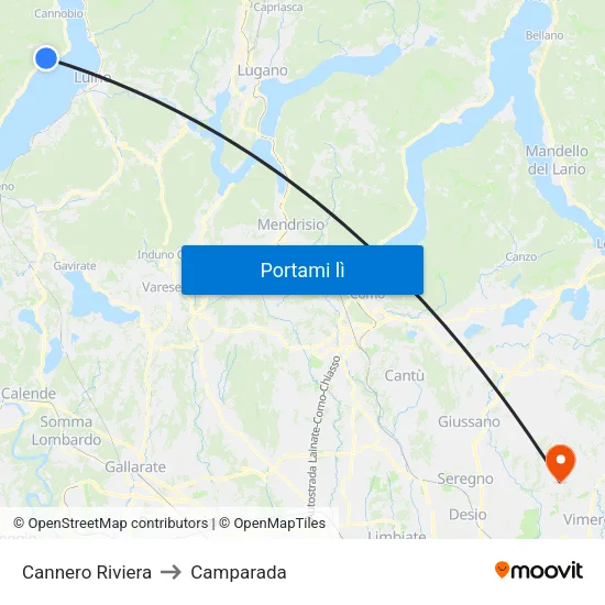 Cannero Riviera to Camparada map