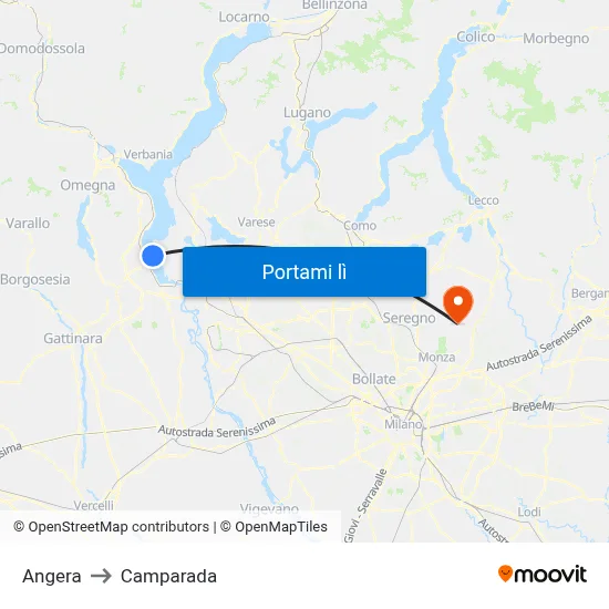 Angera to Camparada map