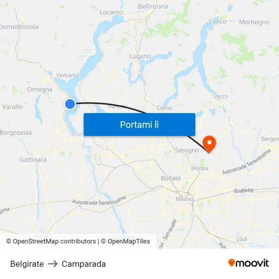 Belgirate to Camparada map