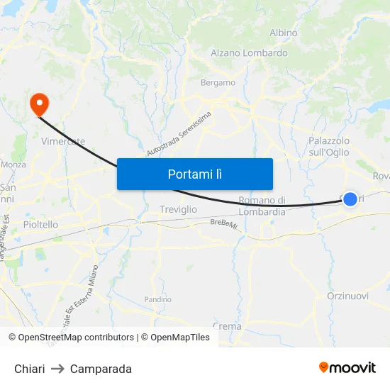 Chiari to Camparada map