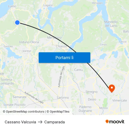 Cassano Valcuvia to Camparada map