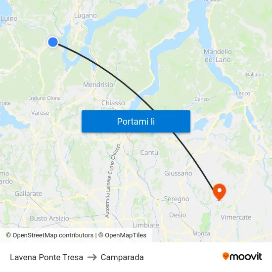 Lavena Ponte Tresa to Camparada map
