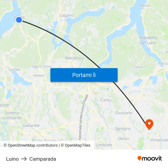 Luino to Camparada map