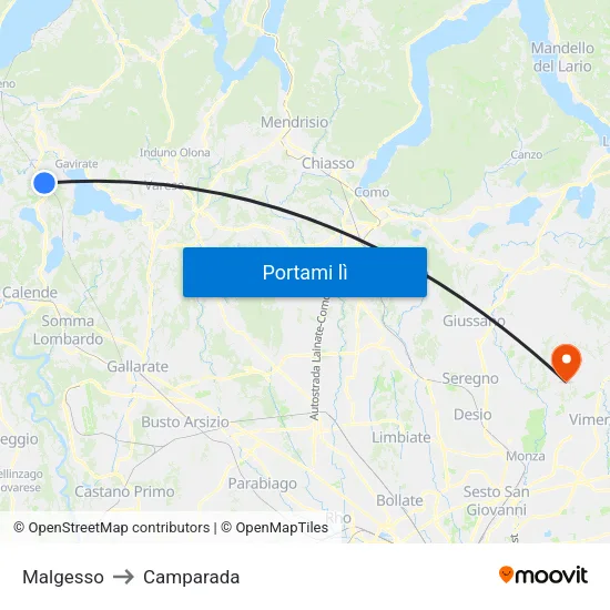 Malgesso to Camparada map