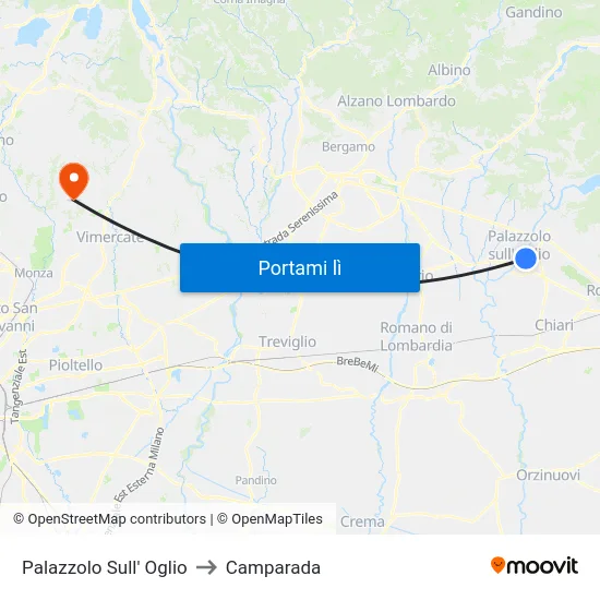 Palazzolo Sull' Oglio to Camparada map