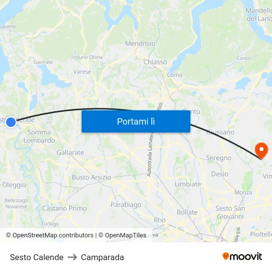 Sesto Calende to Camparada map