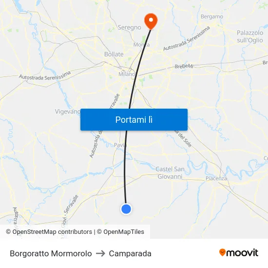 Borgoratto Mormorolo to Camparada map