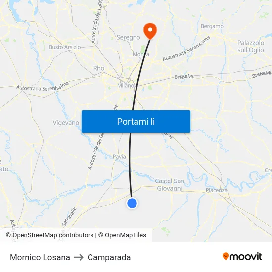 Mornico Losana to Camparada map
