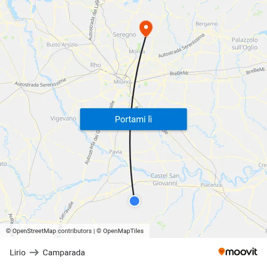 Lirio to Camparada map