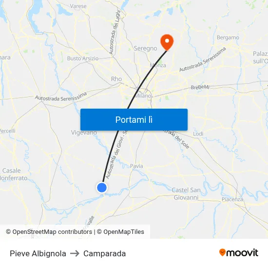 Pieve Albignola to Camparada map