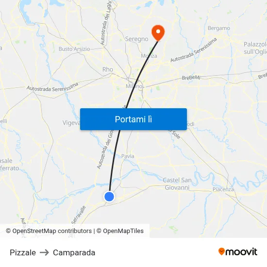 Pizzale to Camparada map