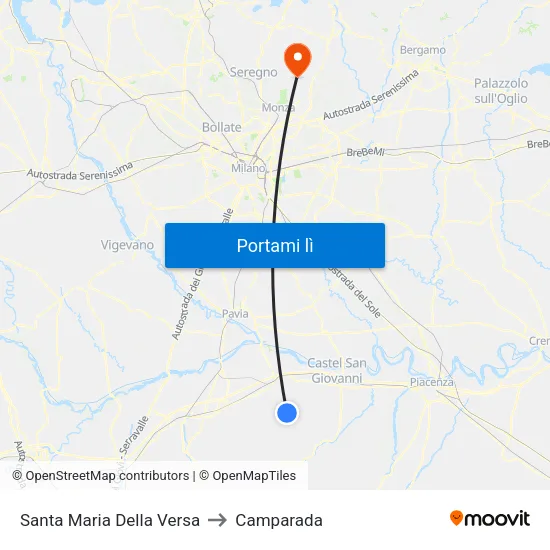 Santa Maria Della Versa to Camparada map