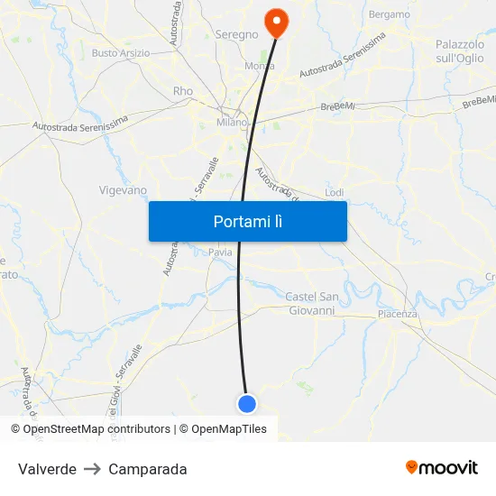 Valverde to Camparada map