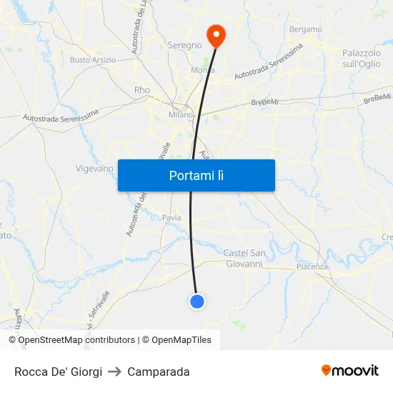 Rocca De' Giorgi to Camparada map
