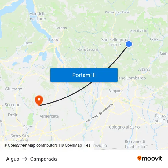 Algua to Camparada map