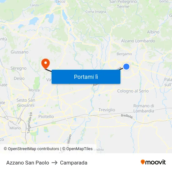 Azzano San Paolo to Camparada map