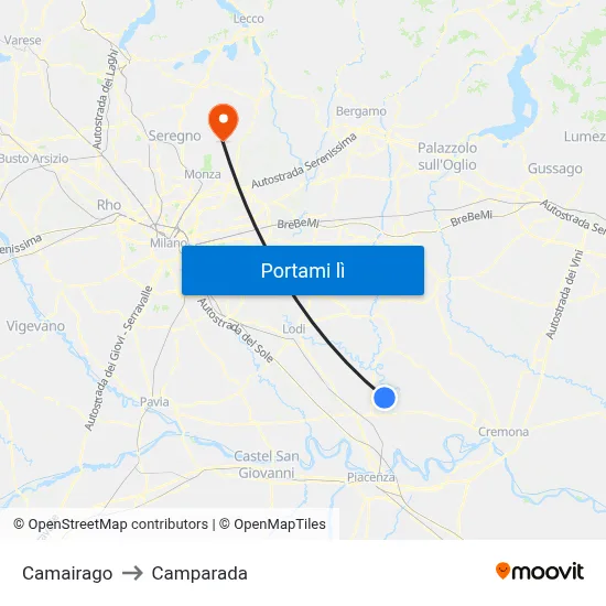 Camairago to Camparada map