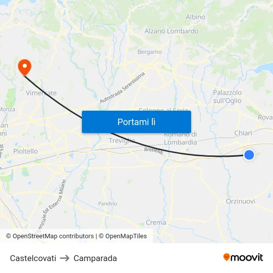 Castelcovati to Camparada map