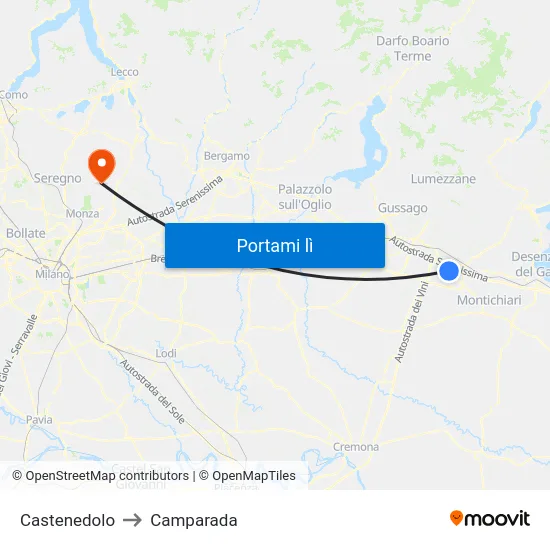 Castenedolo to Camparada map