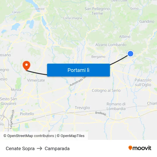 Cenate Sopra to Camparada map