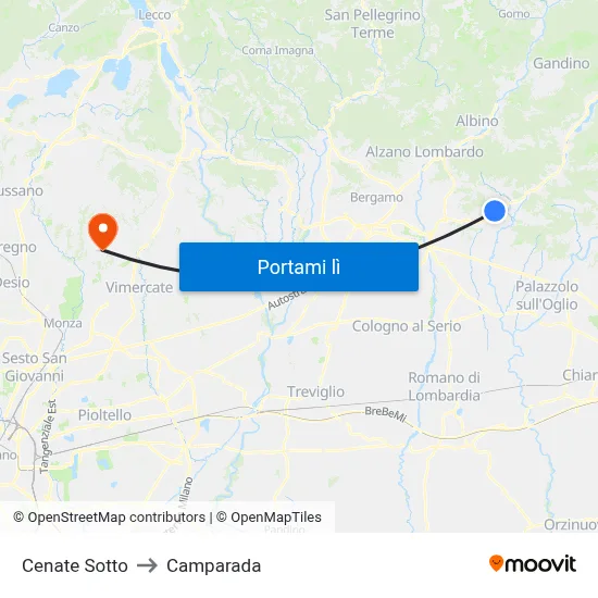 Cenate Sotto to Camparada map