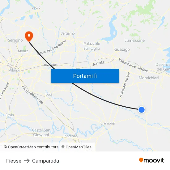 Fiesse to Camparada map