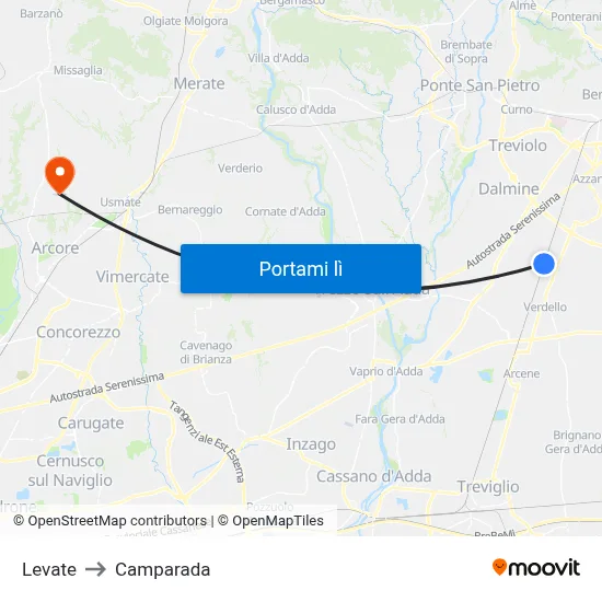 Levate to Camparada map