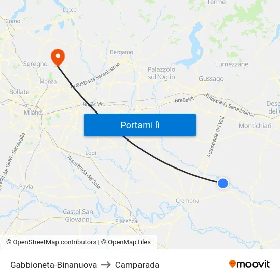 Gabbioneta-Binanuova to Camparada map