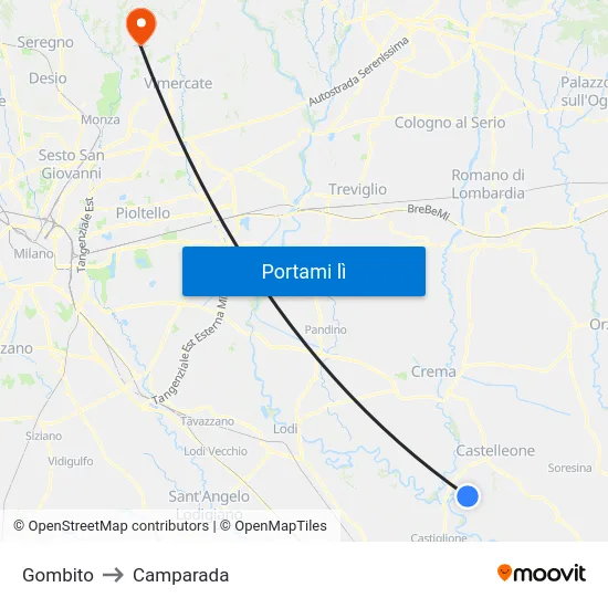 Gombito to Camparada map