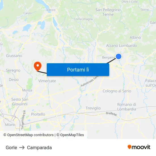 Gorle to Camparada map