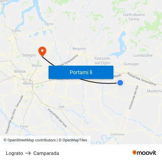 Lograto to Camparada map