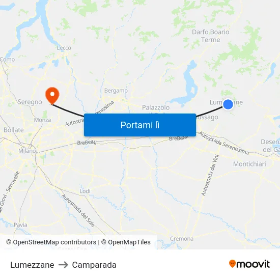 Lumezzane to Camparada map