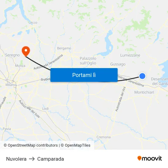 Nuvolera to Camparada map