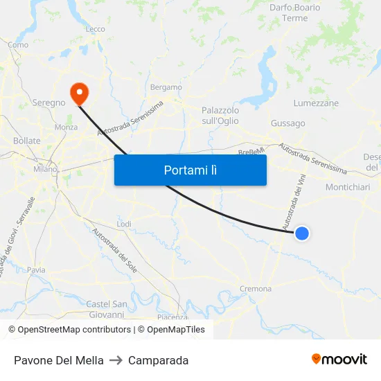 Pavone Del Mella to Camparada map