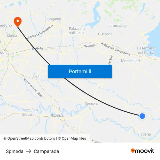 Spineda to Camparada map