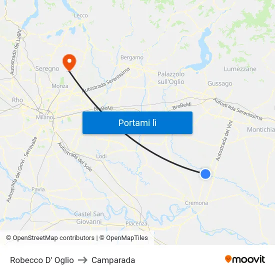 Robecco D' Oglio to Camparada map