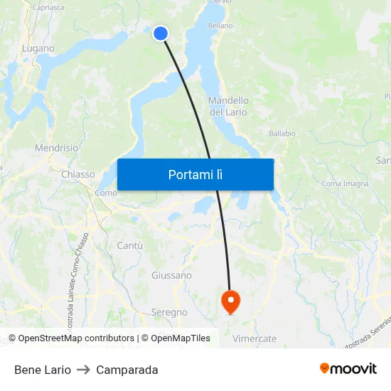 Bene Lario to Camparada map