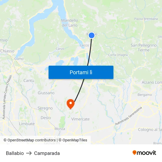 Ballabio to Camparada map
