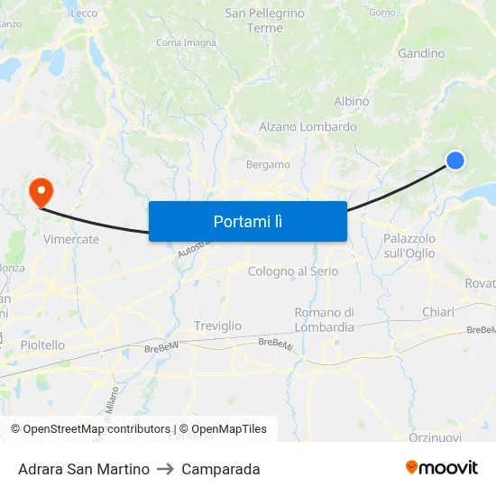 Adrara San Martino to Camparada map