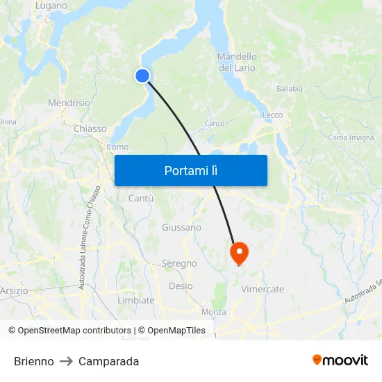 Brienno to Camparada map