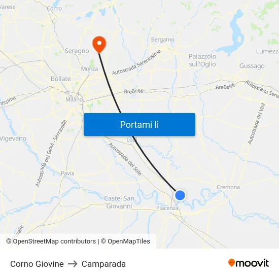 Corno Giovine to Camparada map