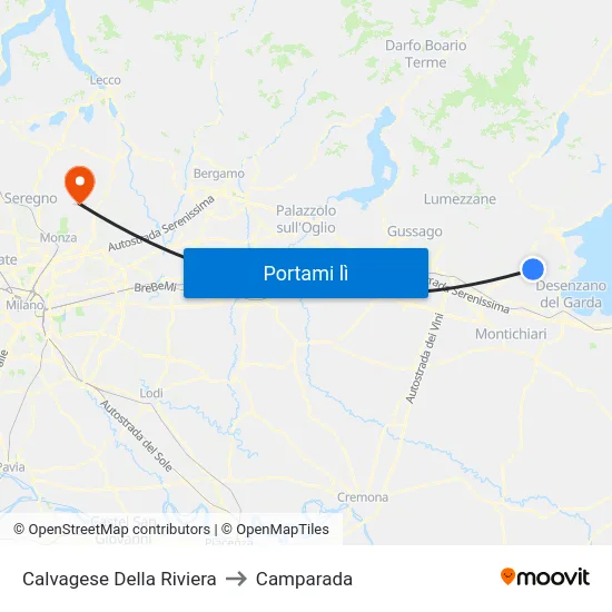 Calvagese Della Riviera to Camparada map