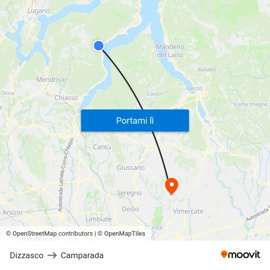Dizzasco to Camparada map