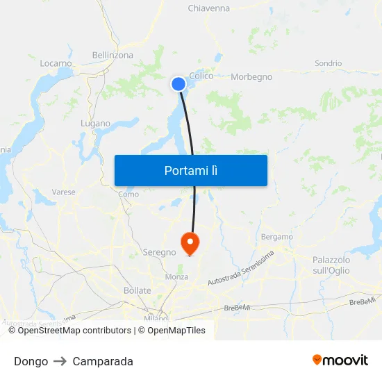 Dongo to Camparada map