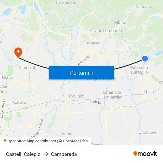 Castelli Calepio to Camparada map