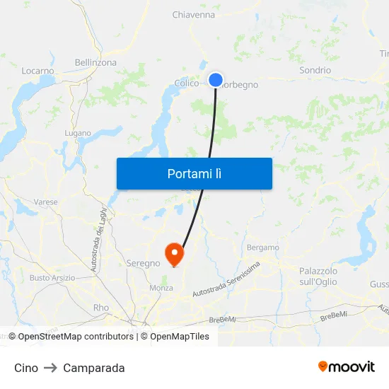 Cino to Camparada map
